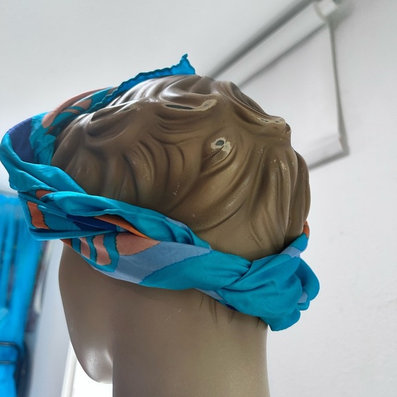 Silk Blue and Orange Scarf - Picture 10 of 16